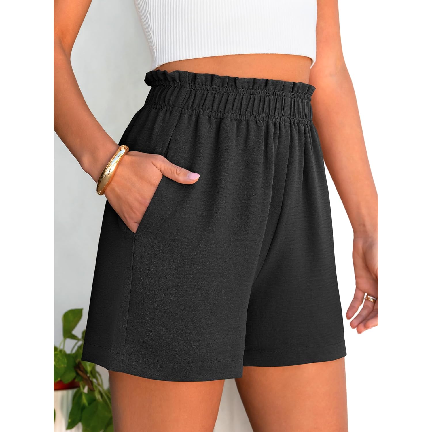 Shorts for Women,Dressy Casual Elastic High Waisted,Comfy Lightweight Airy,Summer Shorts for Beach,Travel & Vacation