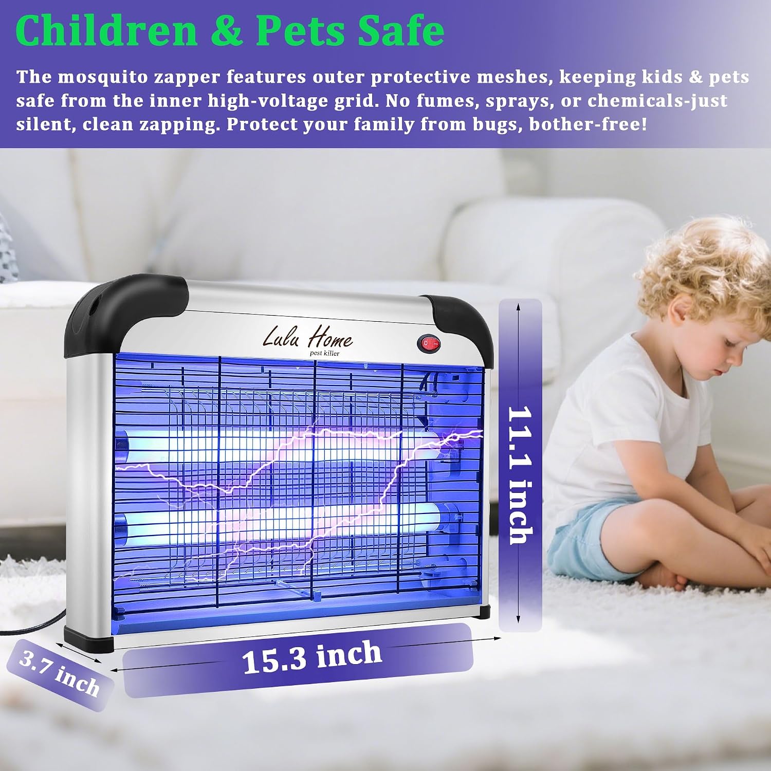 Lulu Home Electric Bug Zapper, Aluminium Indoor Mosquito Killer Insect Trap For Mosquito, Bug, Fly With Powerful 2800V Grid 25W Bulbs