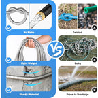Garden Hose 50 Ft, Metal Stainless Steel Water Hose With 10 Function Nozzles, No Kinks, Flexible Hose, Lightweight, Puncture Proof, Heavy Duty Hose For Yard And Outdoor