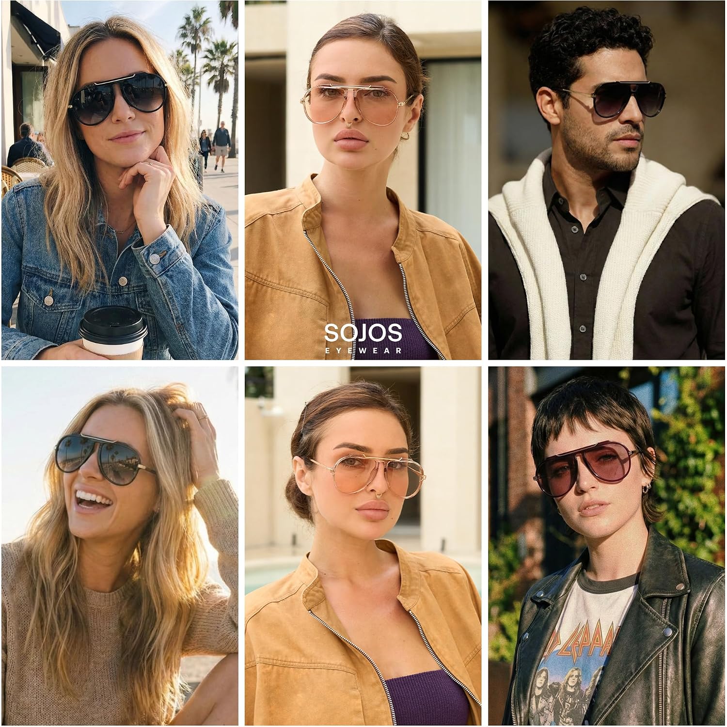 Sojos Retro Oversized 70S 90S Aviator Sunglasses For Women Men Trendy Vintage Square Sun Glasses Sj2693