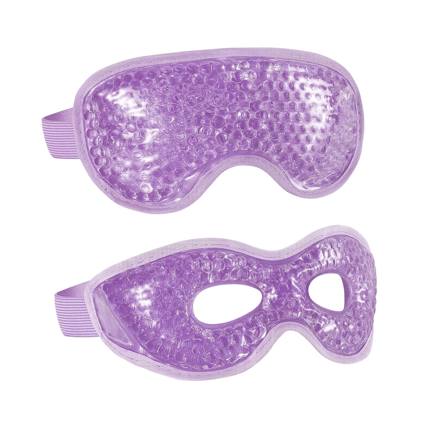 2Pcs Gel Eye Mask Reusable Cold Therapy Gel Bead Eye Mask For Puffiness/Dark Circles/Eye Bags/Dry Eyes/Headaches/Migraines/Stress Relief, Cooling Compress (Purple)