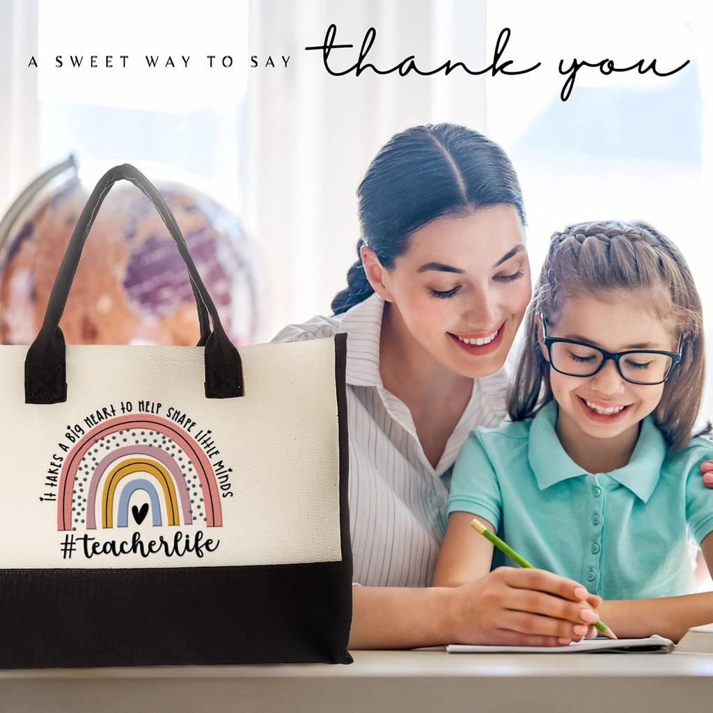 THEBUSSA Teacher Appreciation Gifts - Embroidery Teacher Gifts for Women - Graduation, Retirement, Birthday Tote Bag