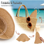 Sun Hat For Women Summer Straw Beach Hats Floppy Crochet Hat Uv Protection Travel Bucket Hat Foldable Packable