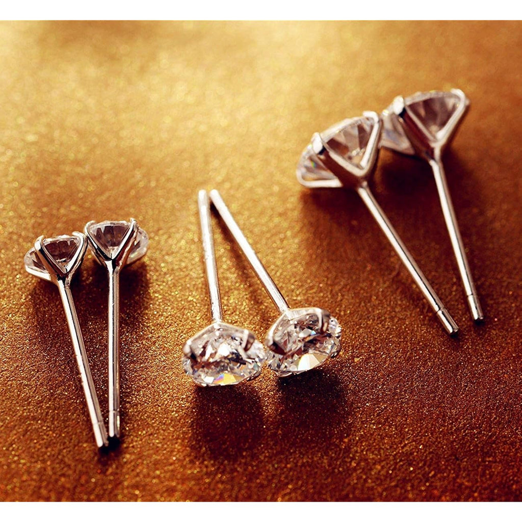 925 Sterling Silver Earrings, Cubic Zirconia Stud Earrings, Diamond Stud Earrings for Women