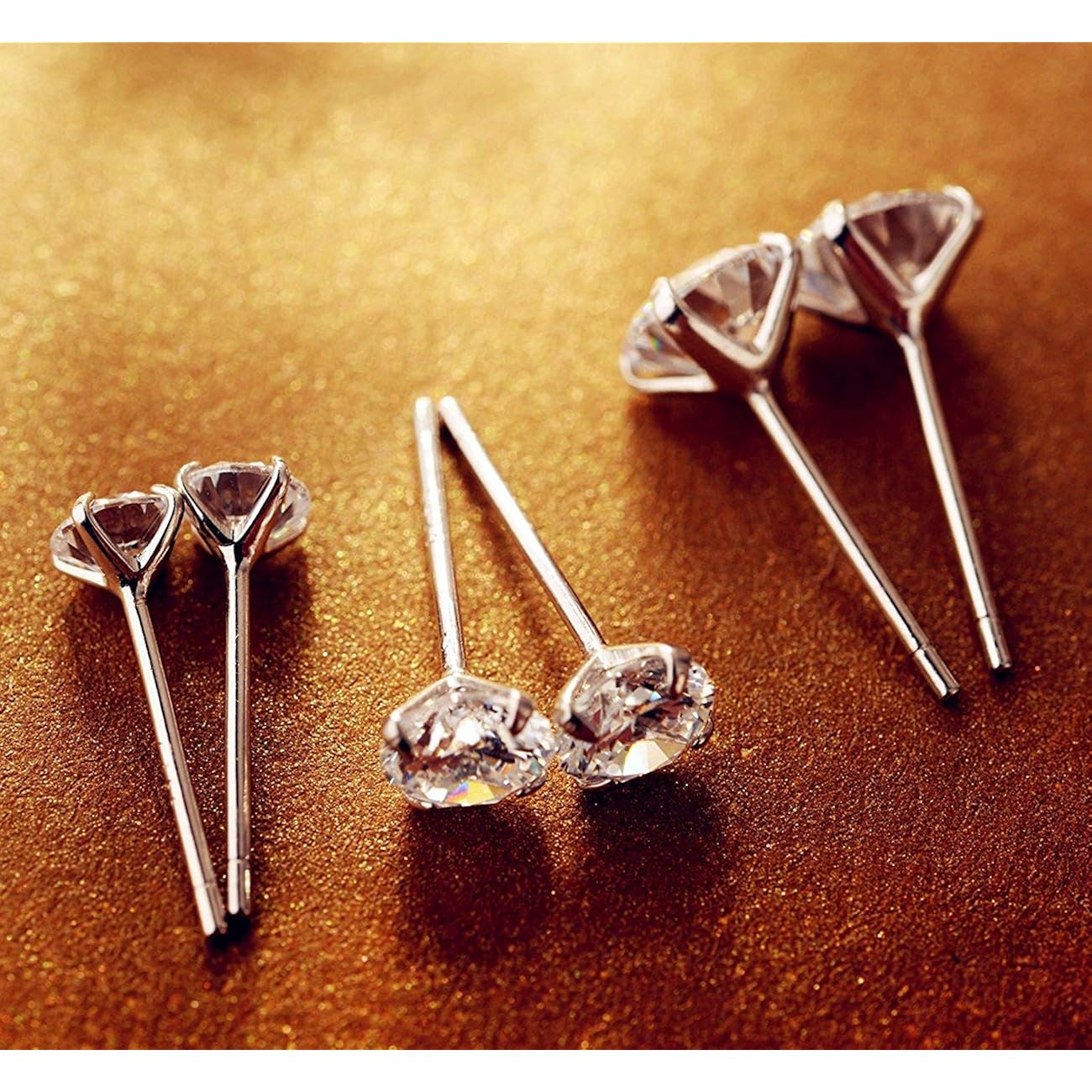 925 Sterling Silver Earrings, Cubic Zirconia Stud Earrings, Diamond Stud Earrings for Women