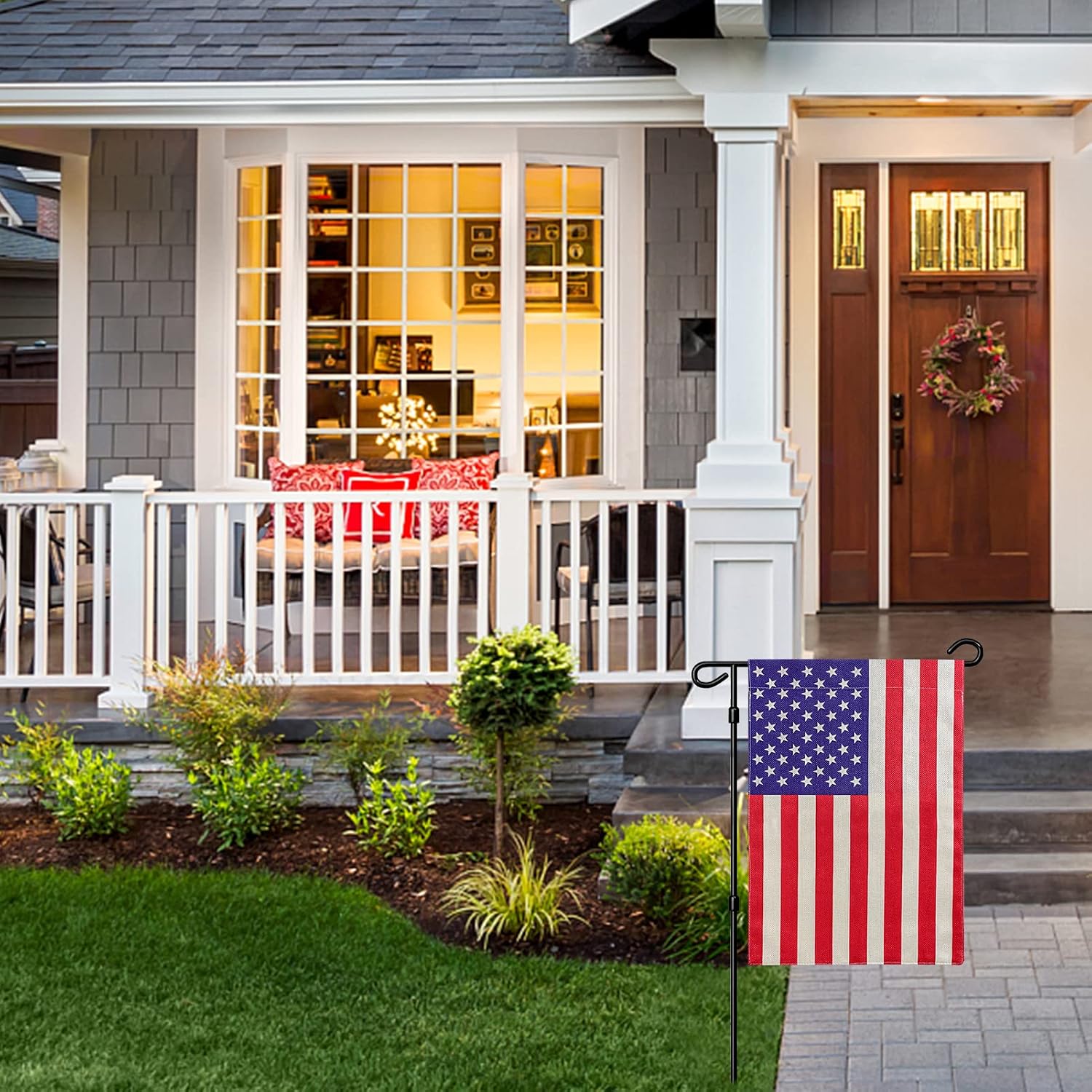 American Garden Flag Small American Flag Double Sided 12×18 Inch Weatherproof Patriotic Usa Garden Flags Outside Thick Burlap Stars And Stripes Flags For Outdoor Yard Patio Lawn Decor