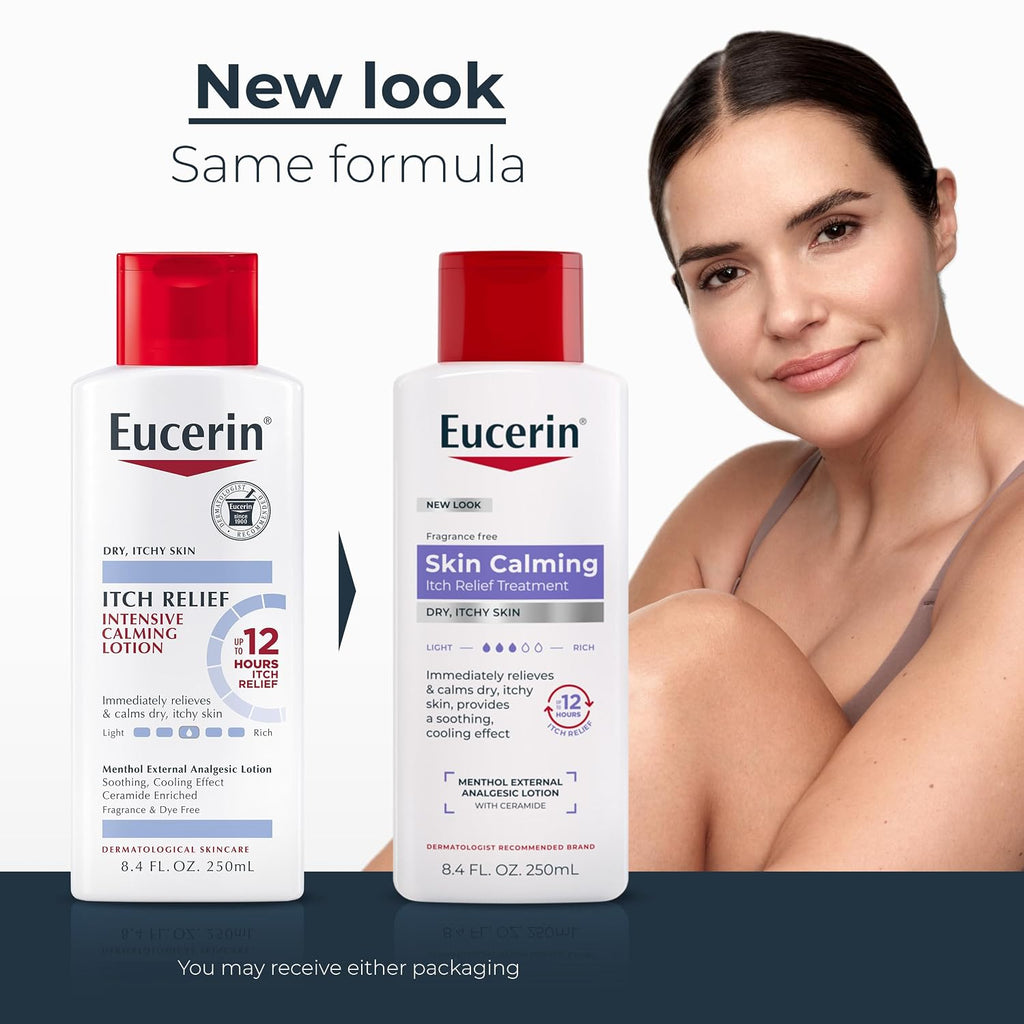 Eucerin Itch Relief Intensive Calming Lotion, Itch-Relieving Lotion For Sensitive Dry Skin, 8.4 Fl Oz Bottle