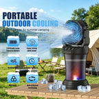 Misting Fan Portable, 27600Mah Battery Powered Fan, 2L Portable Mister Fan With 4 Wind Speeds, Timer Function, Rgb Ambient Light, 120° Auto Oscillation & Grip Handle For Camping Beach Patio( Black)
