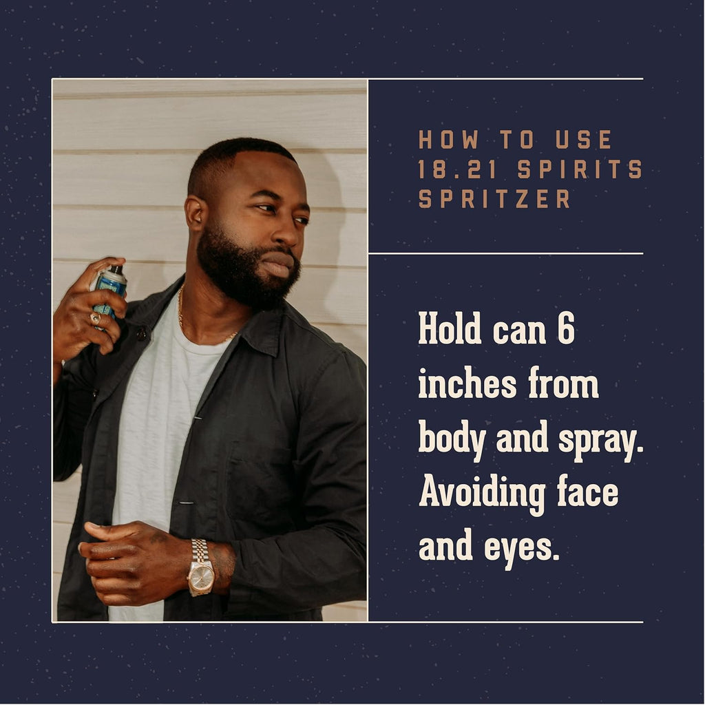 18.21 Man Made Men’s Spirits Spritzer, 3.4 oz. - Long-Lasting All Over Body Spray with Masculine Aromatics - Gifts for Him