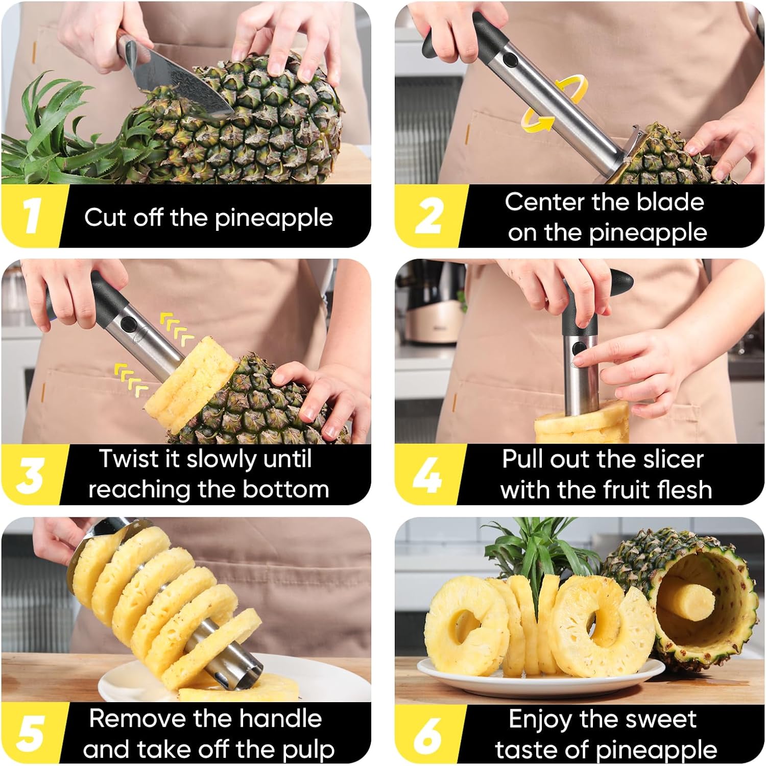 Pineapple Corer, [Upgraded, Reinforced, Thicker Blade] Newness Premium Pineapple Corer Remover, Stainless Steel Pineapple Core Remover Tool For Home & Kitchen With Sharp Blade For Diced Fruit Rings