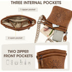 RAINSMORE Women's Medium Leather Crossbody Bag - Lightweight Casual Purse for Weekend Shopping, Everyday Outings, Travel