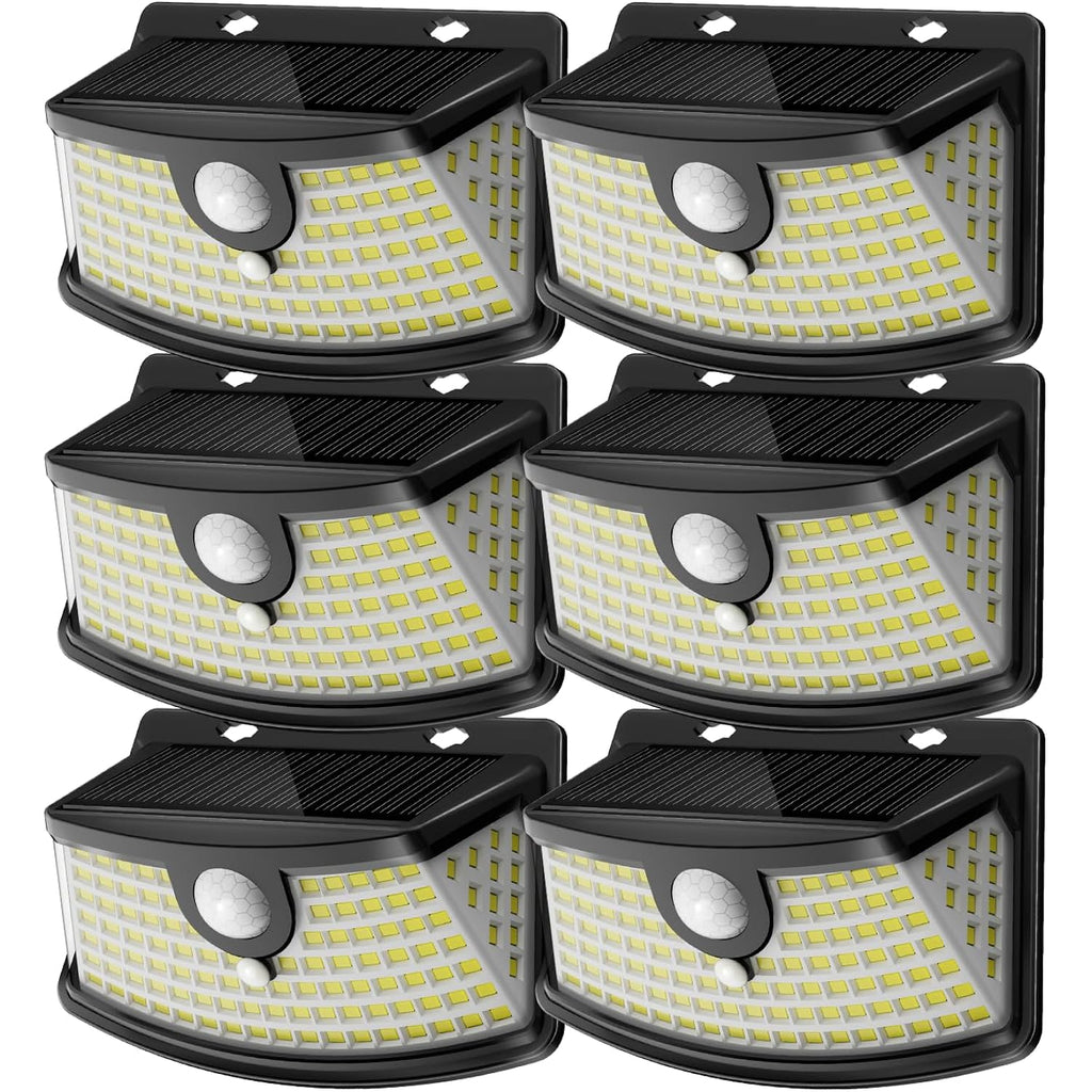 Aootek Solar Motion Sensor Lights Outdoor 120 Leds, Black, 6 Pack | Lights Reflector, 270° Wide Angle, Ip65 Waterproof, Step Lights For Front Door, Yard, Garage, Deck