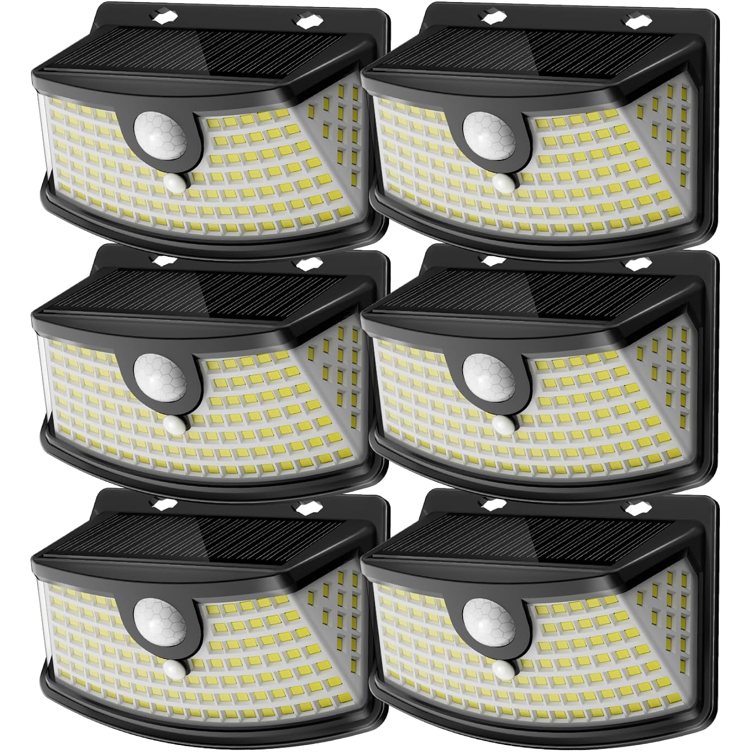 Aootek Solar Motion Sensor Lights Outdoor 120 Leds, Black, 6 Pack | Lights Reflector, 270° Wide Angle, Ip65 Waterproof, Step Lights For Front Door, Yard, Garage, Deck