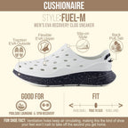 Cushionaire Fuel Eva Recovery Shoes For Men, Lightweight Slip On Waterproof Sneaker Clogs With Cushioned Footbed And Ventilated Design