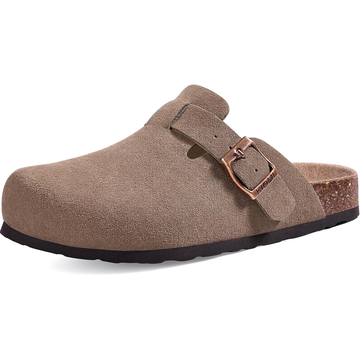 Kidmi Unisex Vegan Suede Clogs Leather Mules Womens Mens Cork Footbed Potato Shoes With Arch Support
