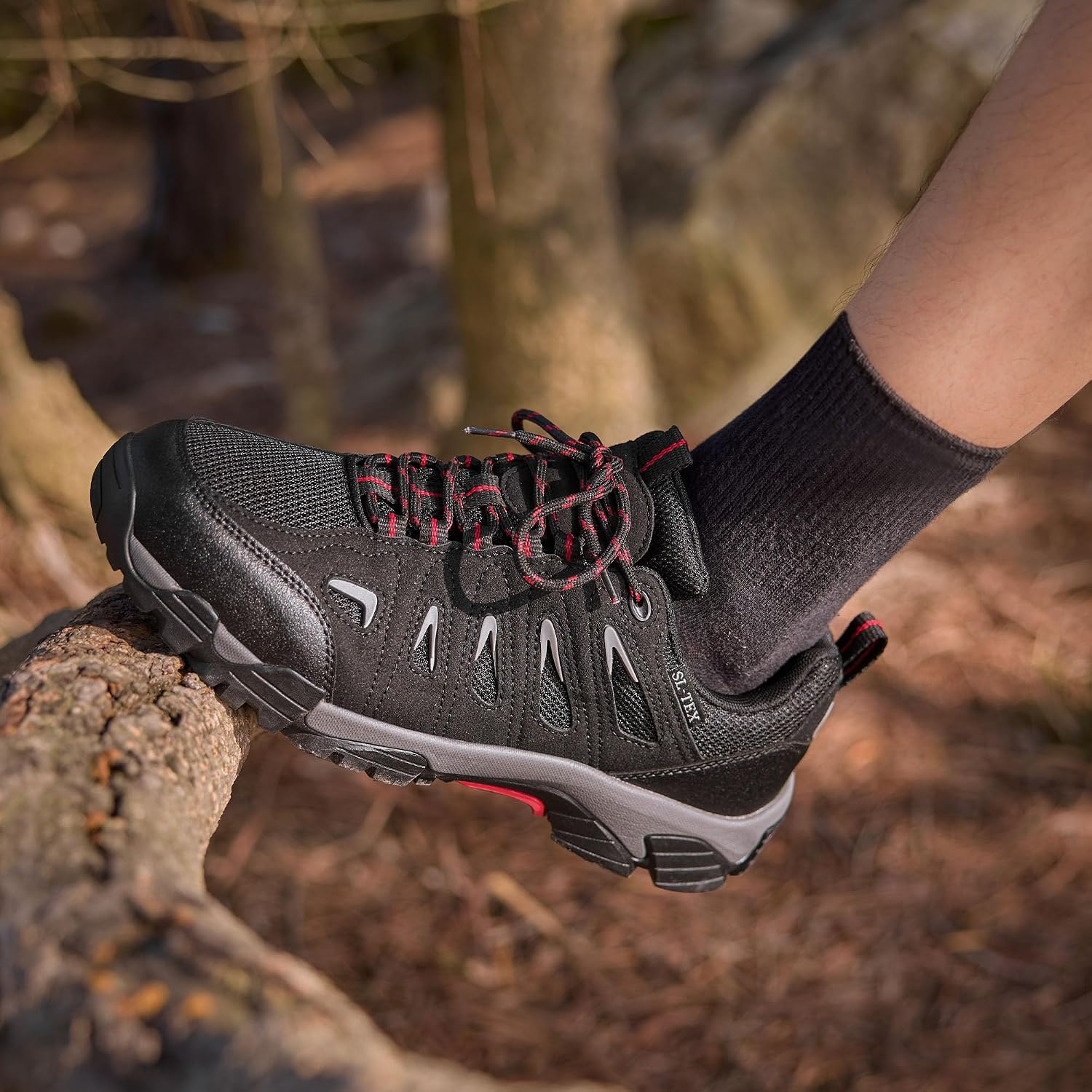Shulook Men'S Waterproof Hiking Shoes Lightweight Anti Slip Outdoor Ankle Boots Breathable Hike Trekking Trails Shoe