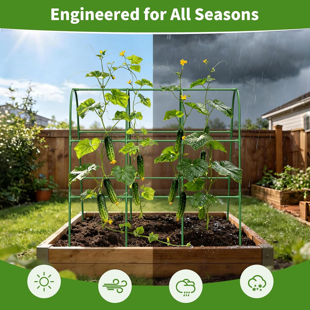 Cucumber Trellis For Raised Bed,U-Shape Garden Trellis For Climbing Plants Outdoor, Metal Arch Vegetables Trellis, Plant Support For Vine (Green, 47.2X47.2 X21.6)