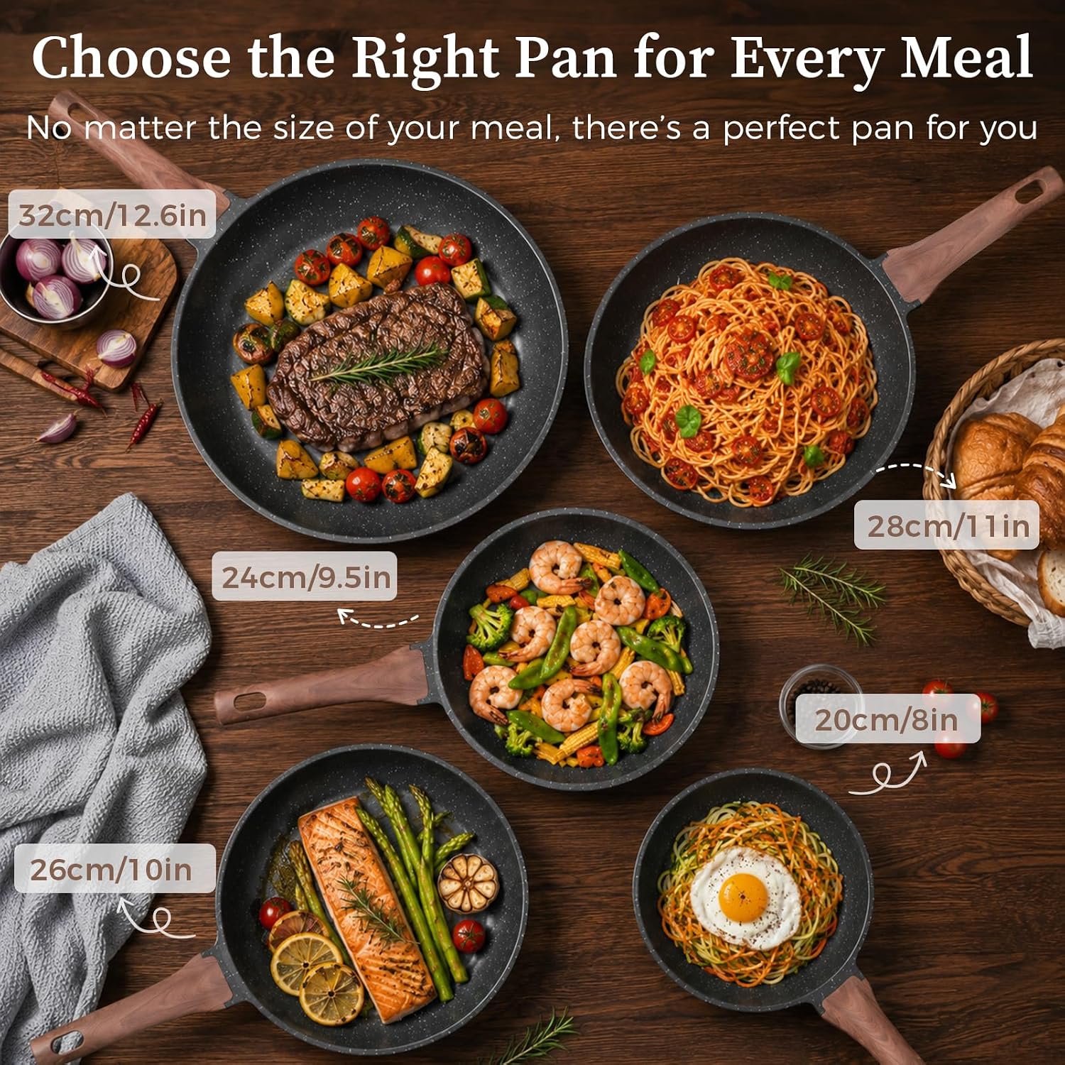 Yashe 8 Inch Granite Nonstick Frying Pan For Induction & All Stovetops | Pfoa/Pfos Free Scratch Resistant With Stay-Cool Handle Cooking Skillet Pan Non-Toxic Omelette Pan