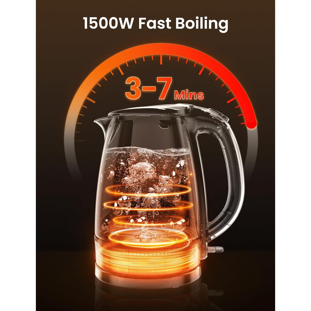 Comfee' Electric Kettle, 1.7L Hot Water Boiler, 1500W Fast Boil, Glass Electric Tea Kettle With Led Indicator, Auto Shut-Off And Boil-Dry Protection, Bpa Free