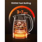 Comfee' Electric Kettle, 1.7L Hot Water Boiler, 1500W Fast Boil, Glass Electric Tea Kettle With Led Indicator, Auto Shut-Off And Boil-Dry Protection, Bpa Free