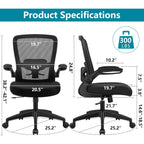 FelixKing Office Chair, Ergonomic Desk Chair Breathable Mesh Chairs Adjustable High Back Lumbar Support Flip-up Armrests, Executive Rolling Swivel Comfy Computer Chairs Home Office Black