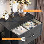 Odk Dresser For Bedroom With 4 Storage Drawers, Small Dresser Chest Of Fabric Drawers With Sturdy Steel Frame For Small Space, Wood Top, Black
