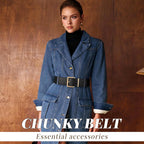 WERFORU Women Wide Belt for Dresses Thick Leather Belt with Big Gold Buckle Fahion Women Chunky Belt