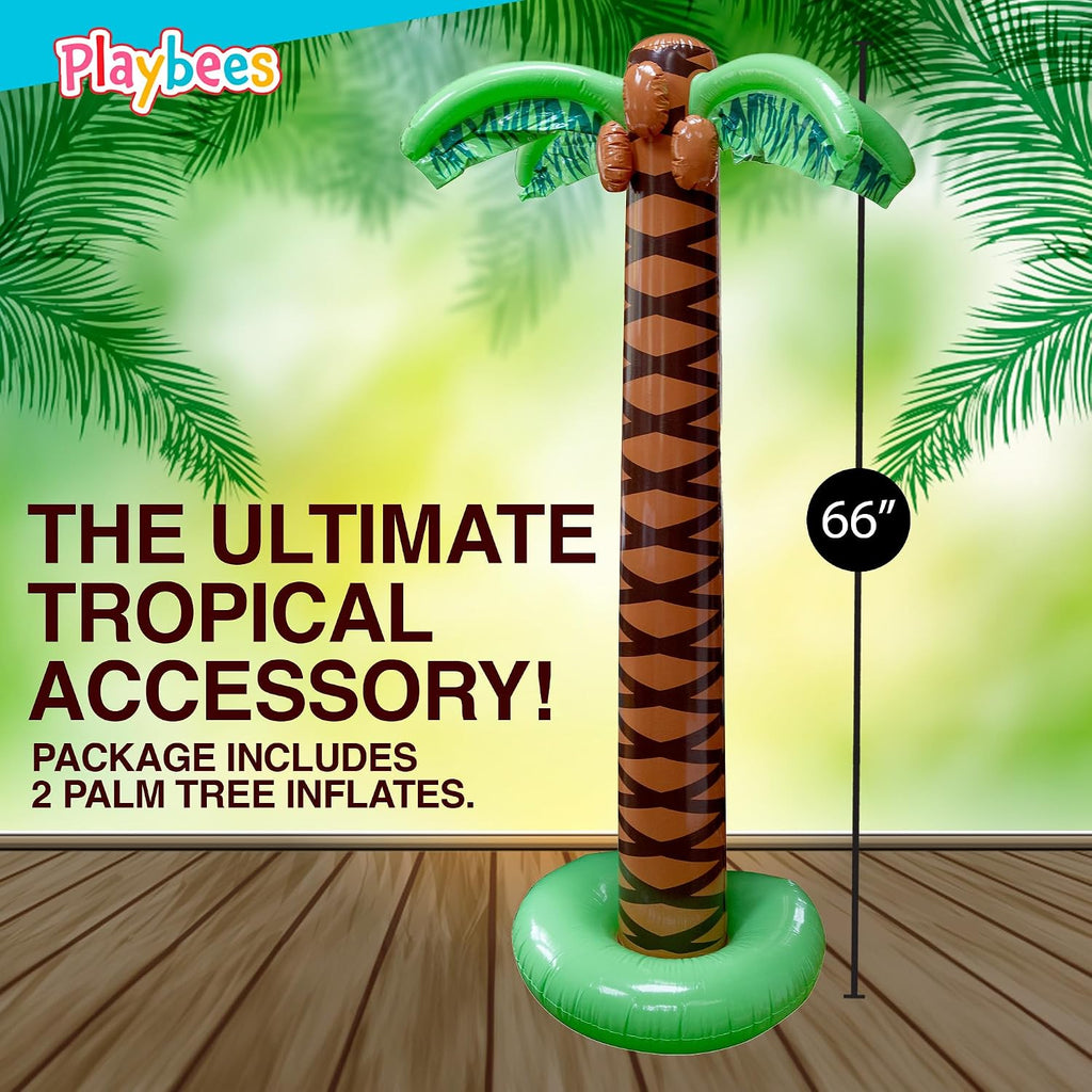 Giant Inflatable Palm Trees - 2 Pack - 6 Foot Super Sturdy Trees For Luau Parties, Beach Decor, Poolside Ambiance, Tropical Theme Decor & Outdoor Fun, Easy Inflation