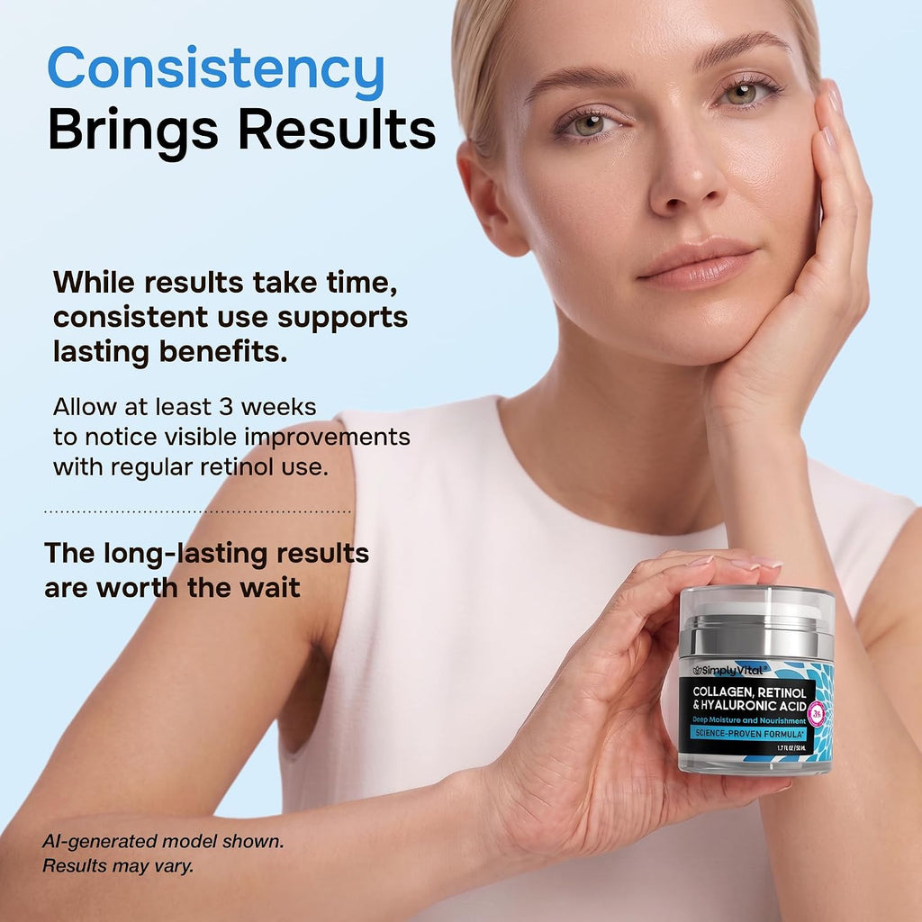 Anti-Aging Face Moisturizer With Retinol, Collagen & Hyaluronic Acid - Moisturizer Face Cream For Women & Men - Visibly Firming & Hydrating Neck Cream - Day & Night Skin Care - 1.7 Fl Oz
