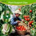 Ciqiyo® 100 Pcs Plant Support Clips,Plastic Clips For Securing Plants | Tomato Vine Clips,Garden Clips For Climbing Plants,Grape And Vine Vegetables,Reusable,Vacuum Packaging (100, Green)