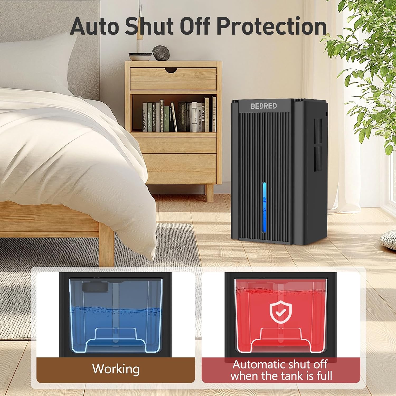 Dehumidifier, 95Oz Dehumidifier For Home 1000 Sq Ft - Quiet With Auto Shut Off & Relaxing 7 Color Ambient Light, Ideal For Livingroom, Bedroom, Basement (Black)