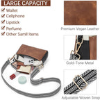 Bostanten Crossbody Purse For Women Triple Zip Cell Phone Leather Handbag With Colored Shoulder Strap