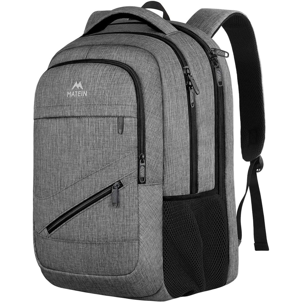Matein Travel Laptop Backpack, 17 Inch Tsa Approved Carry On Work Bag | College School Bookbag With Trolley Sleeve, Large Business Computer Bag With Anti Theft Pocket, Grey Rucksack For Men Women
