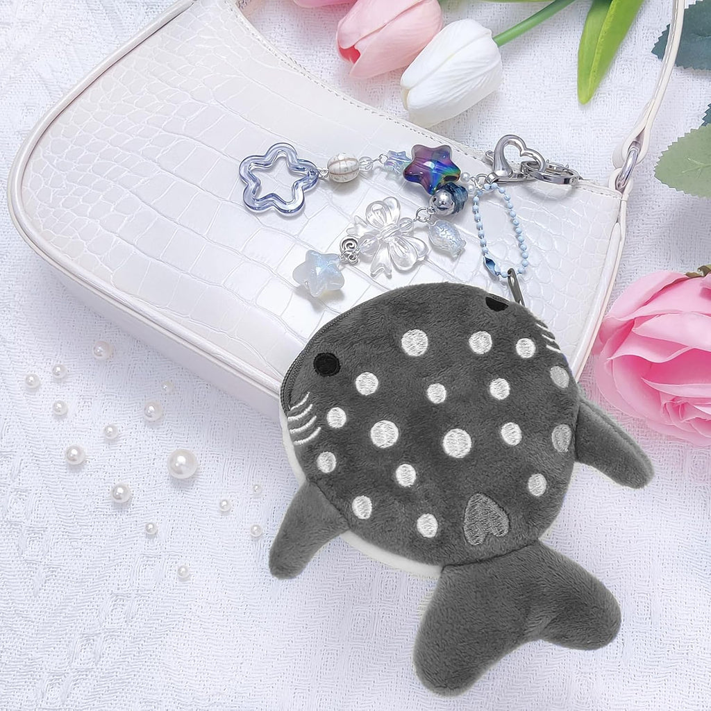 Cute Keychain Whale Shark Coin Purse Keychain Cute Plush Zipper Change Pouch, Kawaii Handmade Wallet for Women