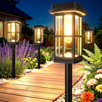 8 Pack Solar Pathway Lights Outdoor, 2 Lighting Modes Waterproof Solar Lights Outdoor, Sturdy Metal Rods, Brighter Up To 15Hrs Outdoor Path Lights For Yard Walkway Driveway Sidewalk Garden