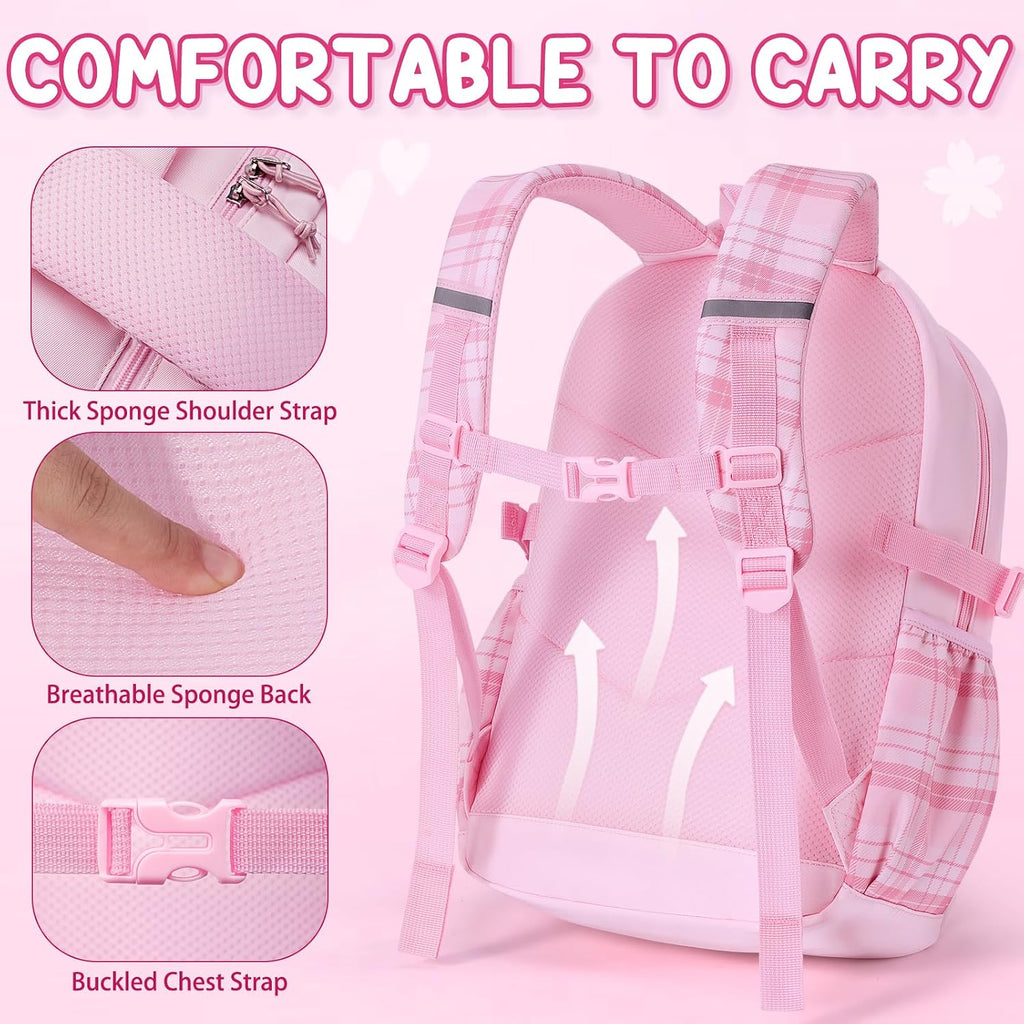 Fimibuke 9Pcs Capybara Girls Backpack For School With Lunch Box Pencil Case | Waterproof Kids Backpack For Girls, Cute Bow School Bag, Kawaii Bookbag For Preschool Kindergarten Elementary School Students