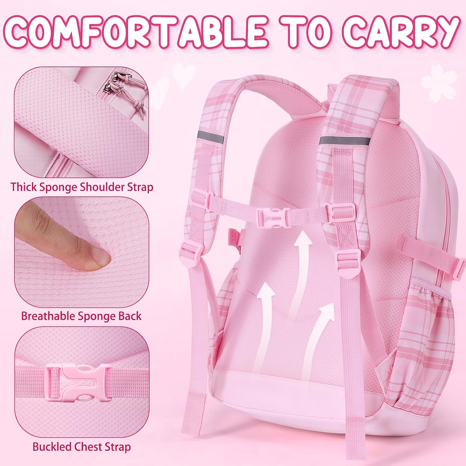 Fimibuke 9Pcs Capybara Girls Backpack For School With Lunch Box Pencil Case | Waterproof Kids Backpack For Girls, Cute Bow School Bag, Kawaii Bookbag For Preschool Kindergarten Elementary School Students