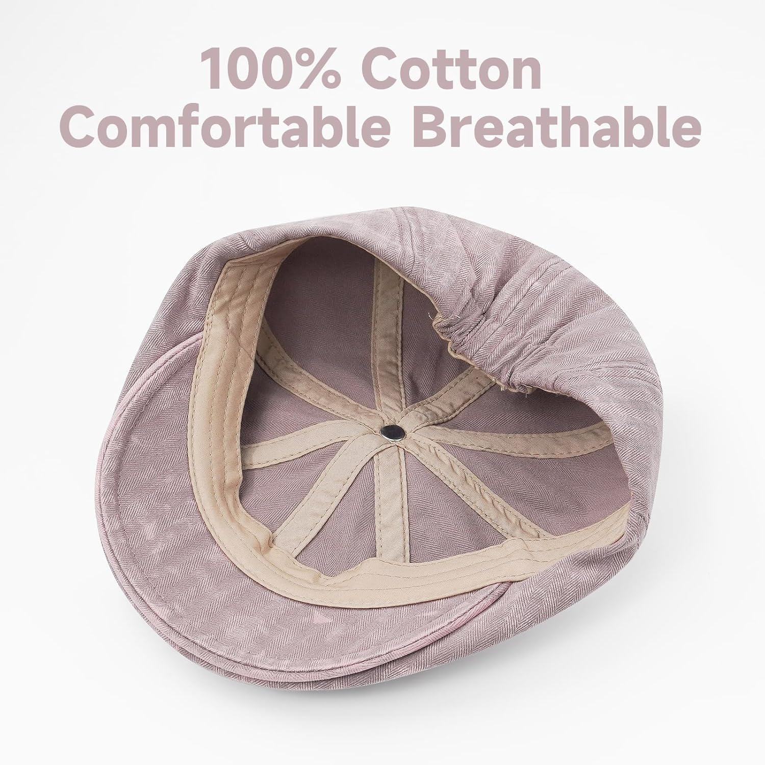 Newsboy Flat Cap for Men Women, Adjustable Washed Cotton Hat | 100% cotton, 8-panel Gatsby style, adjustable 57-60 cm fit for driving, golf, travel, and daily vintage looks. #B36-pink