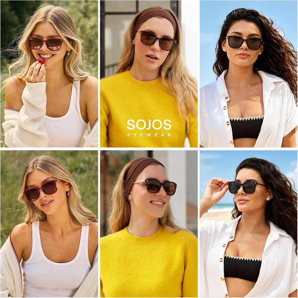 Sojos Classic Square Polarized Sunglasses For Women Oversized Trendy Retro Uv Protection Shade Sj2640
