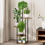 Plant Stand 5 Tier Indoor Metal Flower Shelf For Multiple Plants Corner Tall Flower Holders For Patio Garden Living Room Balcony Bedroom, Black (5 Tier-Black)