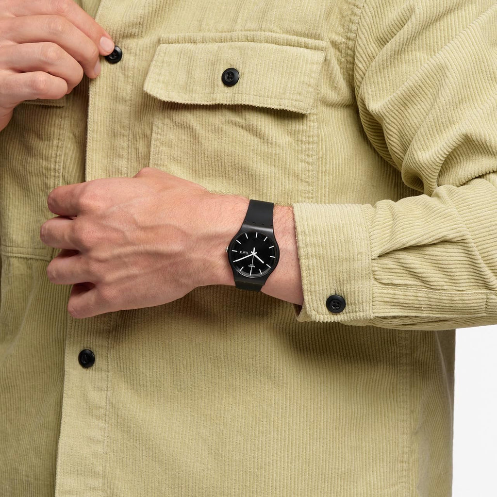 Swatch New Gent Biosourced Unisex Watch Casual Plastic Black Quartz Waterproof Mono Black
