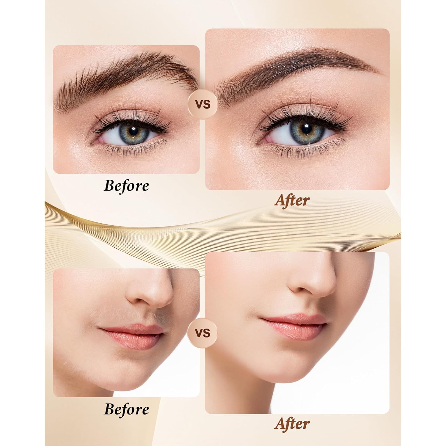 Eyebrow Trimmer Facial Hair Removal for Women: 2 in 1 Rechargeable Face Shaver and Eyebrow Razor - Painless Electric Hair Remover Device for Peach Fuzz Fine Hairs Upper Lip Chin