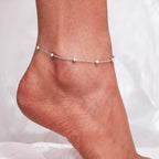 CHIC & ARTSY 925 Sterling Silver Ankle Bracelets for Women, Adjustable Double Layer Chain Anklets, Minimalist Lightweight Foot Jewelry for Beach & Everyday Wear