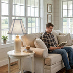 Square Cut Corner Bell Lamp Shades Set Of 2, 6.5" X 13"X 10.5", Gray | Medium Replacement Lampshades, Natural Linen Handcrafted, Include 2 Lamp Harps, Fits E26 & Saddle Base, Easy Assembly