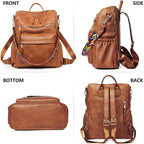 Dora & Liz Womens Backpack Purse Leather Backpack Purse For Women Travel Fashion Backpack Designer Ladies Shoulder Bags