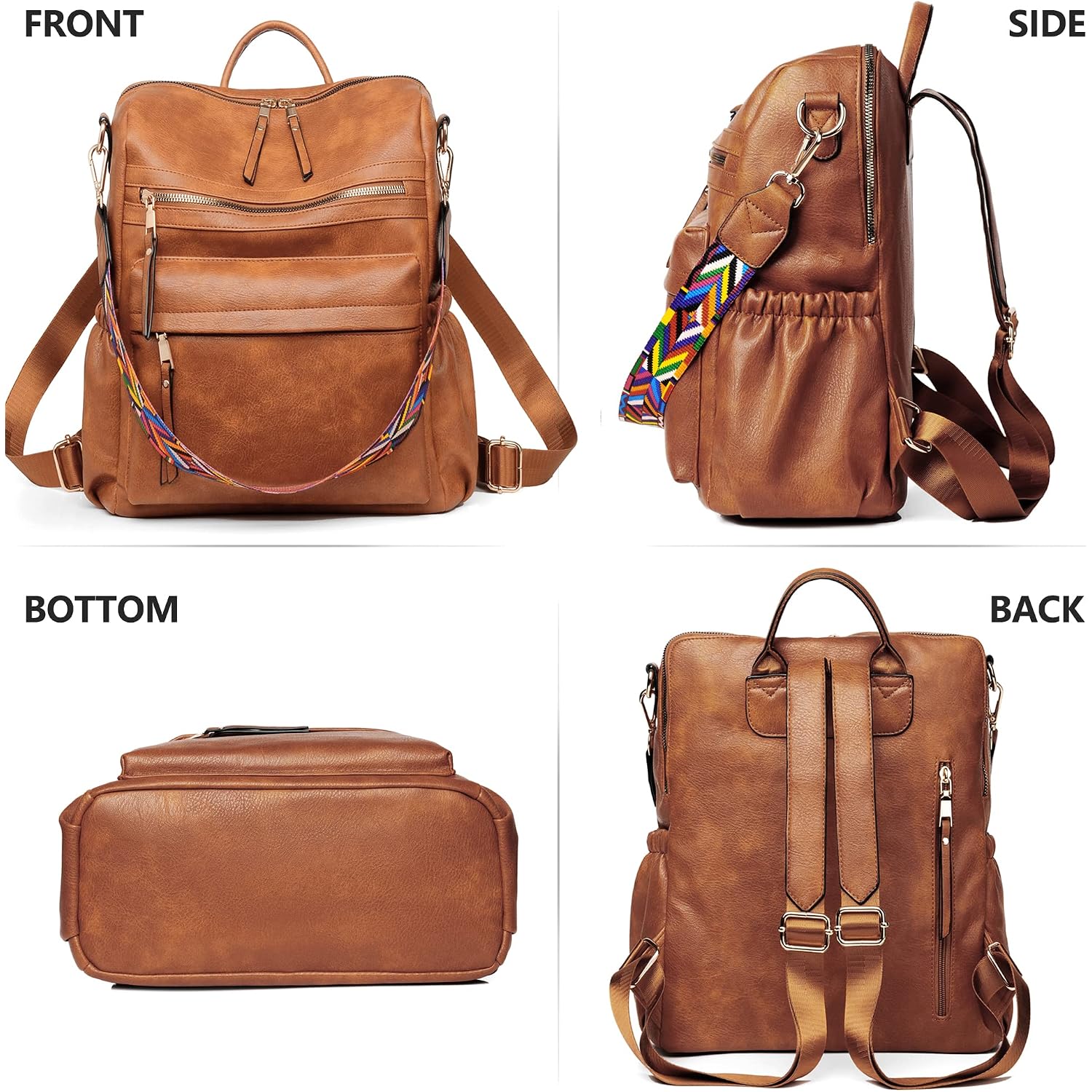 Dora & Liz Womens Backpack Purse Leather Backpack Purse For Women Travel Fashion Backpack Designer Ladies Shoulder Bags
