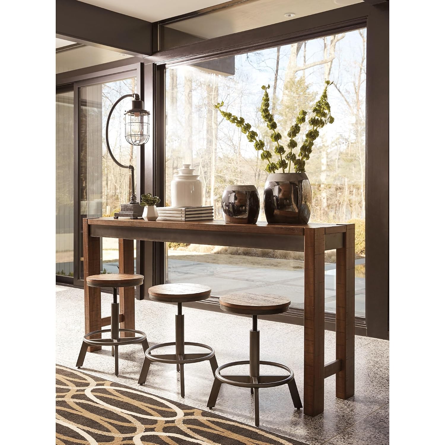 Signature Design By Ashley Furniture Torjin Long Counter Height Table, Seats Up To 3, Wood, 72.13" W X 16" D X 36" H, 2-Tone Brown