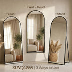 Sunqueen 76"X34" Floor Mirror Full Length, Arched Full Length Mirror With Stand, Full Body Mirrors For Bedroom Living Room Or Cloakroom Black