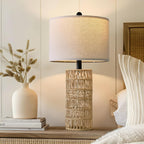 22.5" Boho Table Lamps Set Of 2 For Living Room, Bedside Lamp For Nightstands, Rattan Lamp For Bedroom, Farmhouse Table Lamp For Room Decor, End Table, Retro, Brown（Not Include Bulbs）