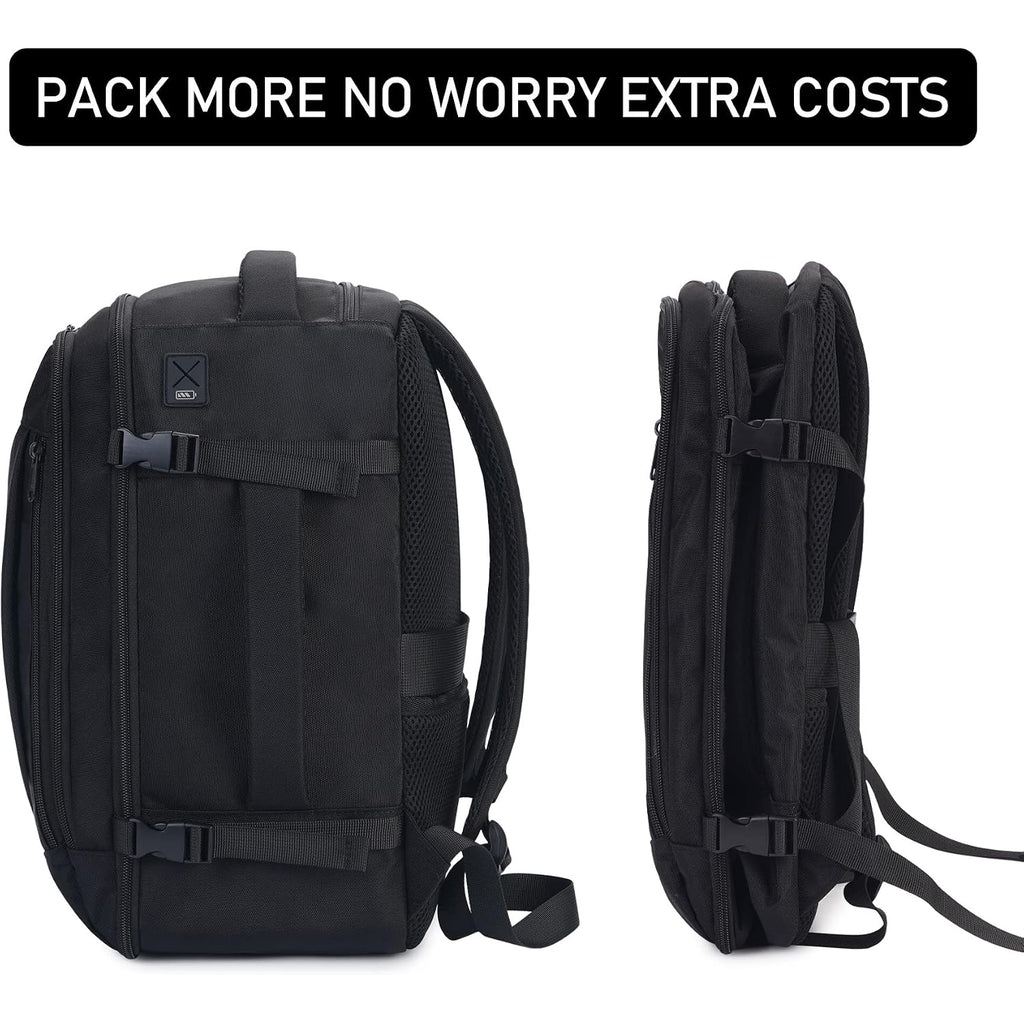 Ecohub Travel Backpack 18X14X8 Spirit Airlines Personal Item Bag Carry On Backpack 13 Pockets Work Casual Daypack For Men Women Airline Approved Water Resistant Gym Backpack With Charging Port, Black